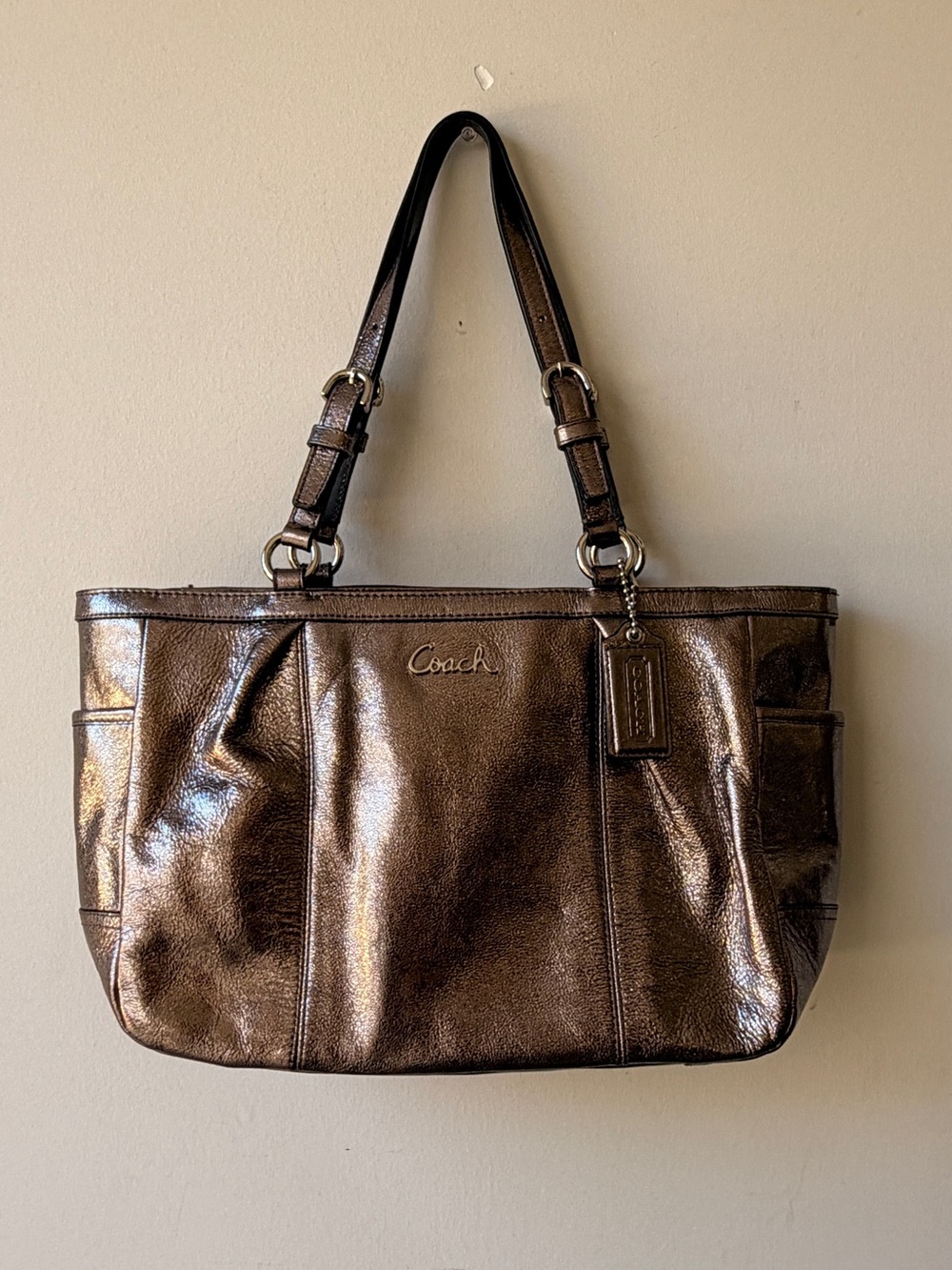 Coach Metallic Bronze Leather Shoulder Bag